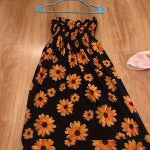 Strapless sunflower dress